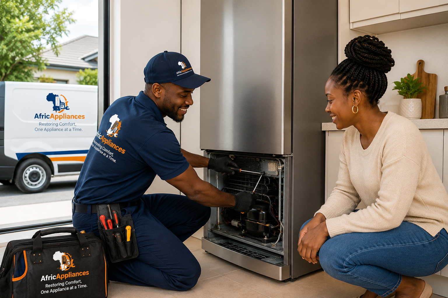 AfricAppliances technician providing professional appliance repair